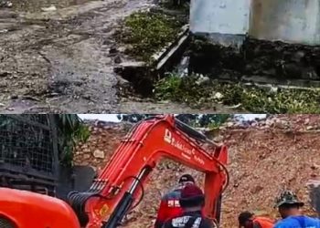 Tim Dinas PU Kota Bandar Lampung Gerak Cepat Atasi Robohnya Tembok Perumahan 30 Meter